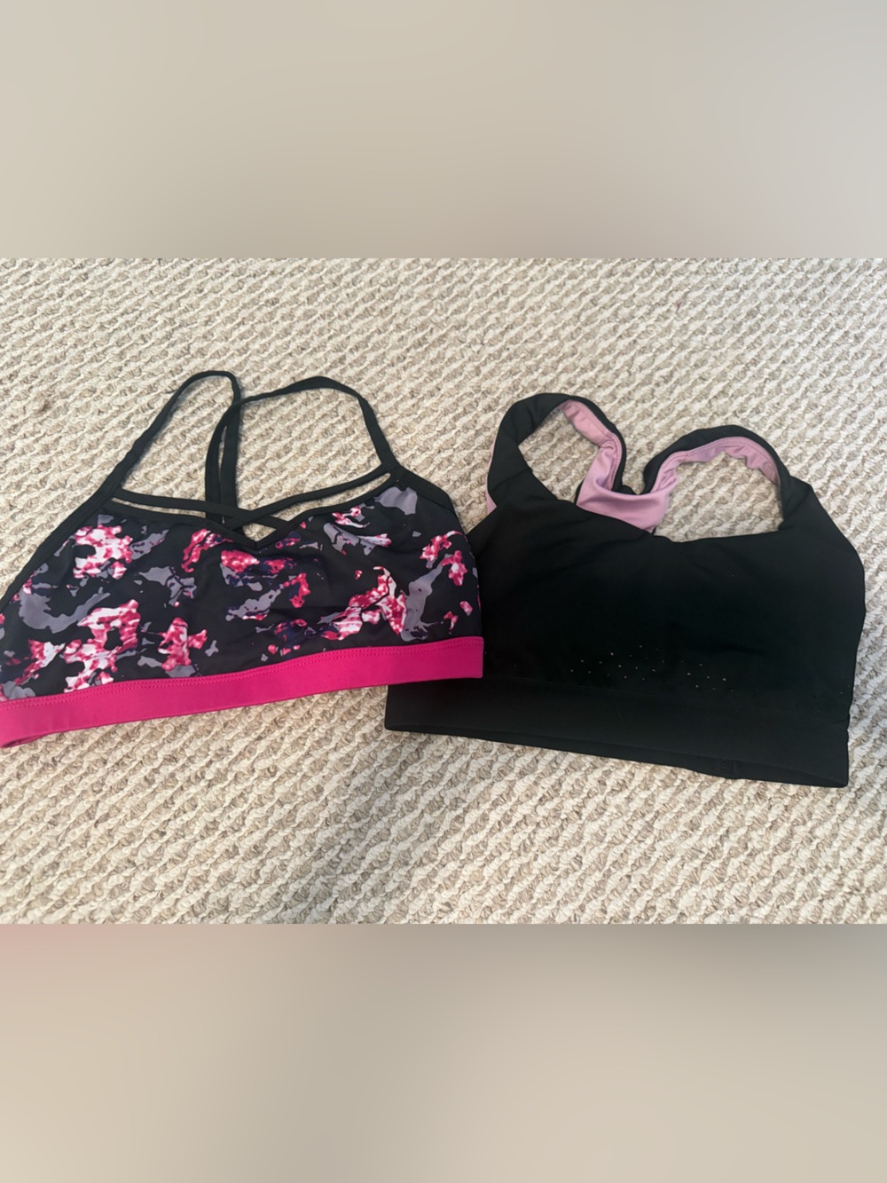 Champion Black & Pink Floral Sports Bras Duo